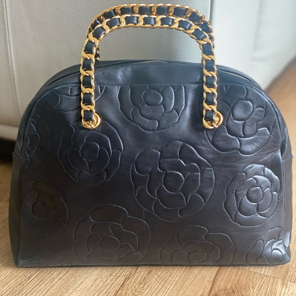 Chanel vintage camelia flower top handle bag